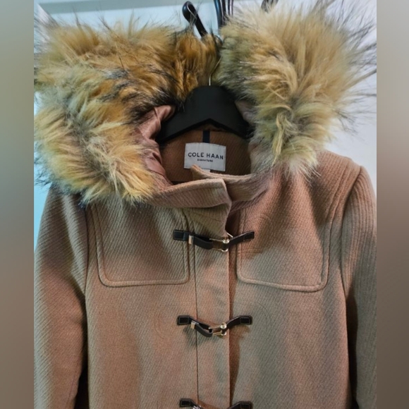 Cole Haan Wool faux fur coat - Picture 2 of 10